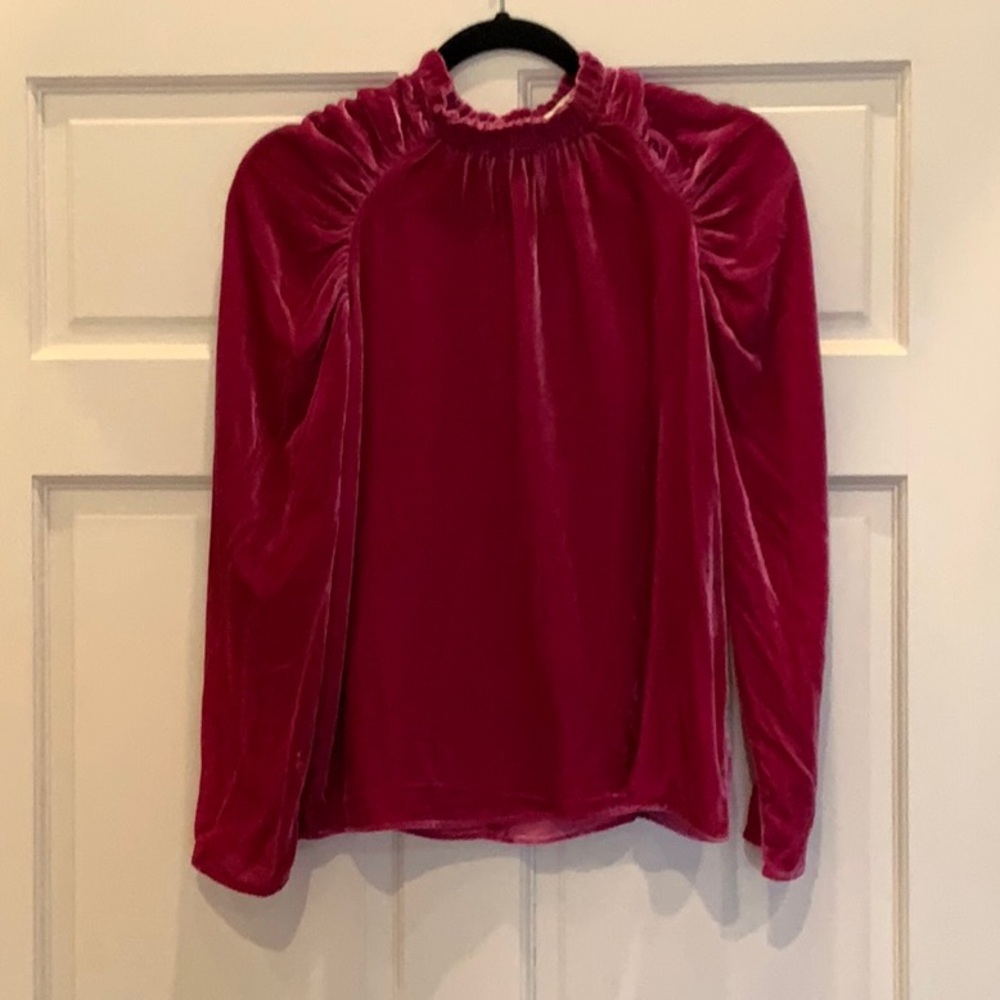 MARIE OLIVER layla blouse in hibiscus pink velvet